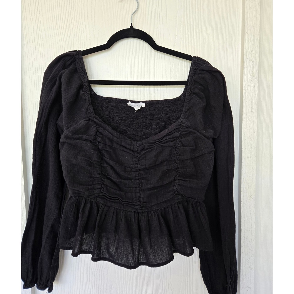 Ruched Smocked Back Long Sleeve Top Whimsigoth Dark Fairy Renfair Witchy Y2K L